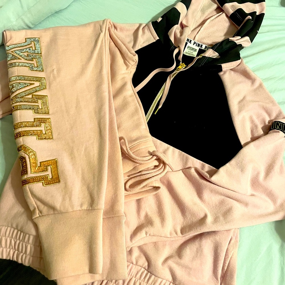 Pink sweatpants suit